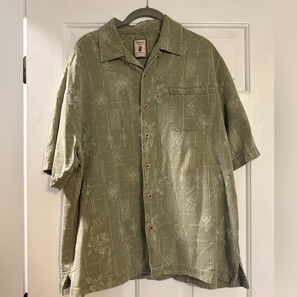 Jamaica Jaxx Olive Green Casual Button Down Shirt
